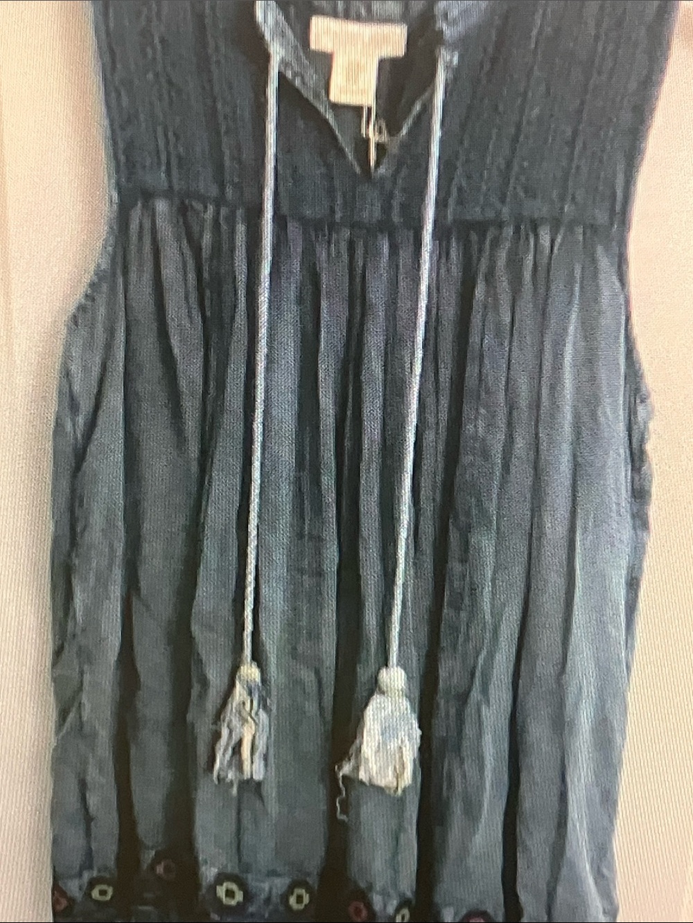 Rachel Zoe Navy Boho Tassel Tank Top